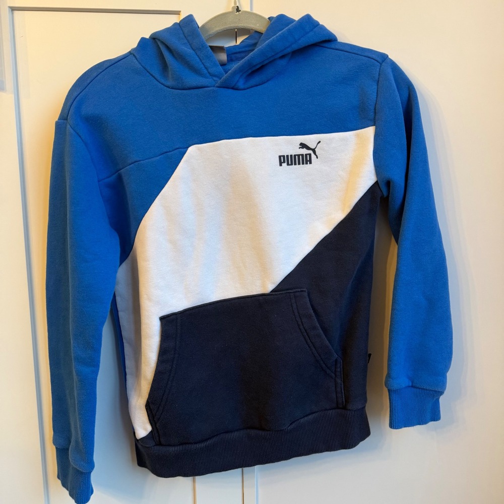 Puma Hoodie Sweatshirt‎ Kids Youth Size M (10/12) Blue White Colorblock Soft